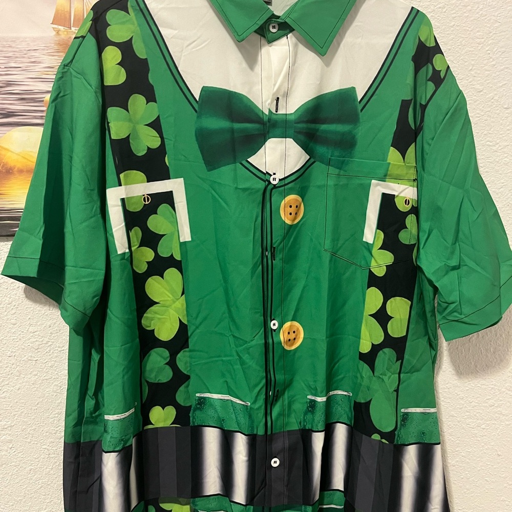 Vibrant Green Button-Up Shirt XXL
